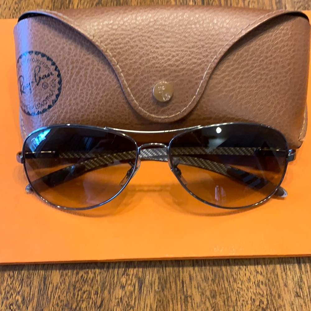 Ray Ban aviator eyeglasses with graphite style frame.